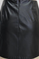 PU Leather Studded High Waist A Line Mini Skirt