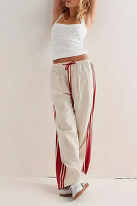Women's Side Stripe Airy Casual Wide Leg Sweat Pants – Lounge Pants