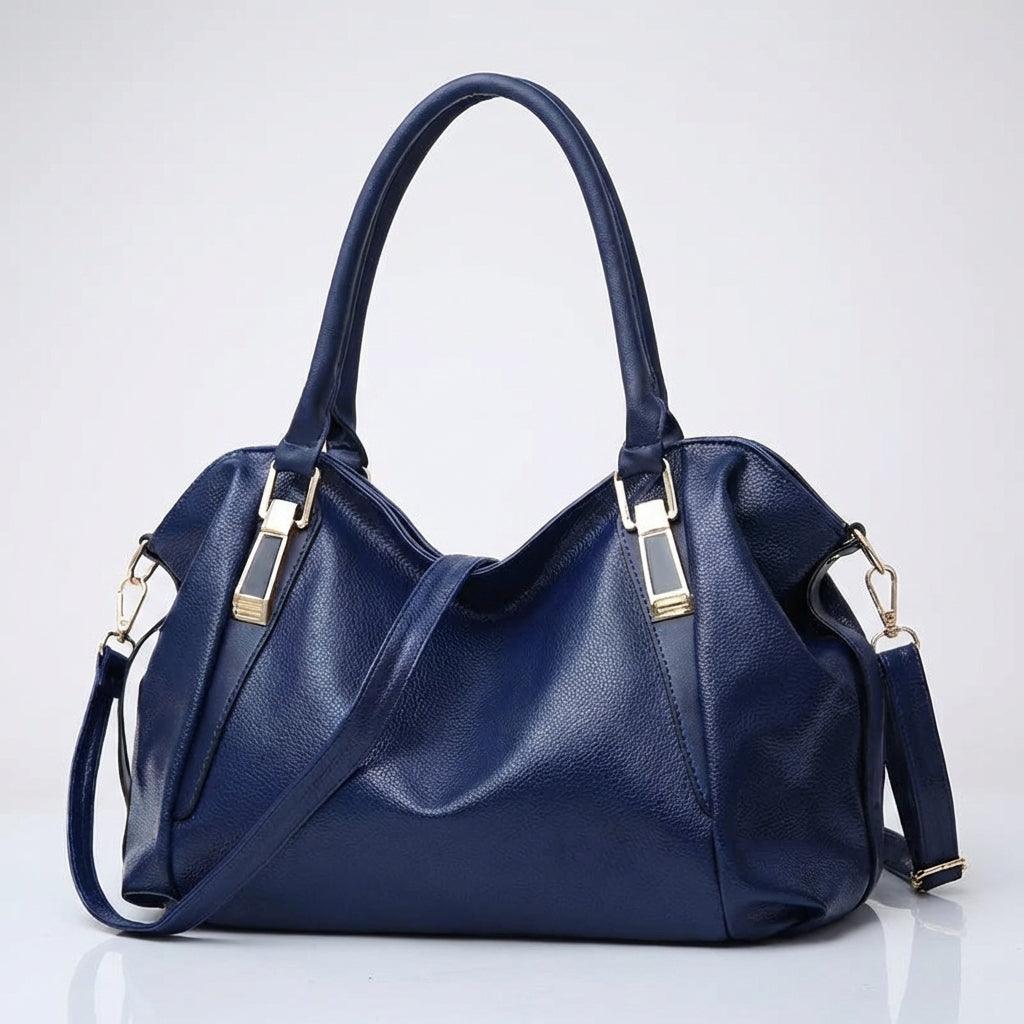 Women's Wide Leather Handbag With Long Strap – Stylish Shoulder Bag