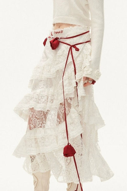 American Retro Sheer Lace Bodycon Skirt