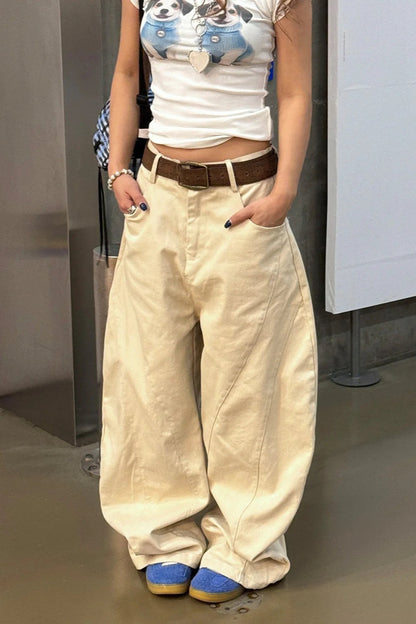 American Vintage Embroidered Wide Jeans