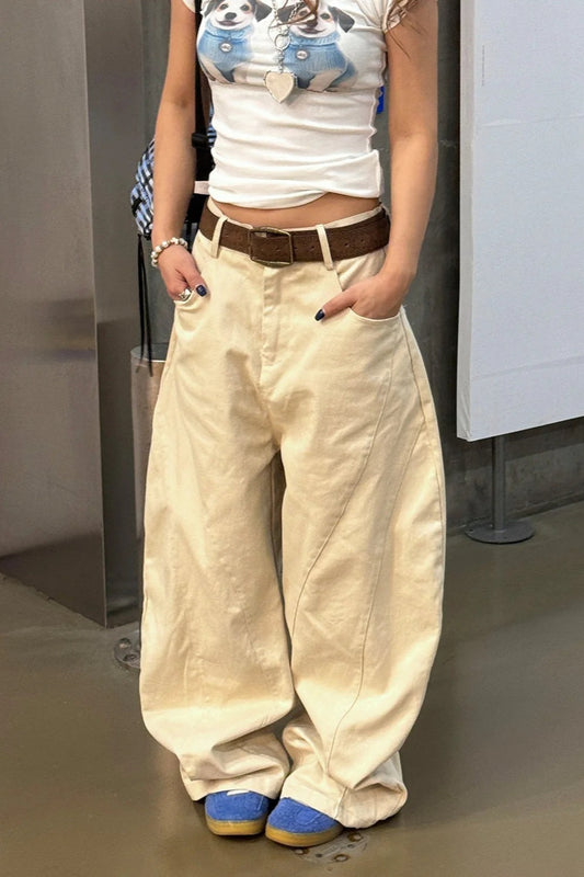 American Vintage Embroidered Wide Jeans