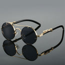 Retro Round Metal Sunglasses - Black