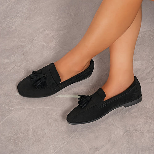 Women’s Vintage Tassel Slip-On Flats – Soft Sole Comfortable Shoes