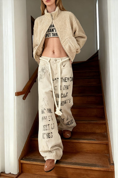 Apricot Graffiti Straight Denim Jeans