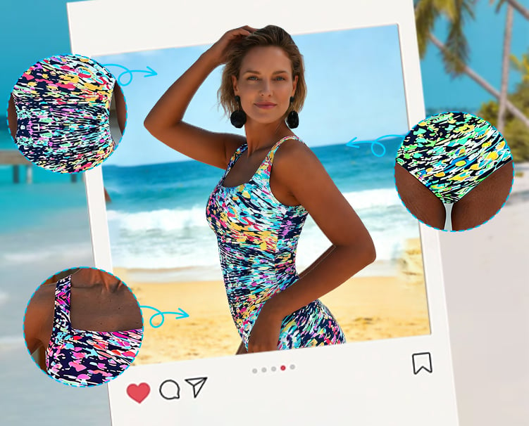 Women's Multicoloured Graphic One-Piece Swimsuit – Stylish Beachwear