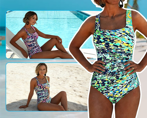 Women's Multicoloured Graphic One-Piece Swimsuit – Stylish Beachwear