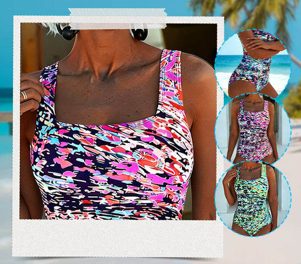 Women's Multicoloured Graphic One-Piece Swimsuit – Stylish Beachwear