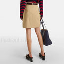Draped Peplum Belted Cotton Skirt