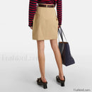 Draped Peplum Belted Cotton Skirt
