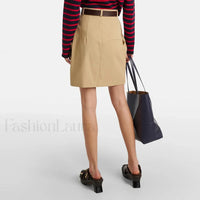 Draped Peplum Belted Cotton Skirt