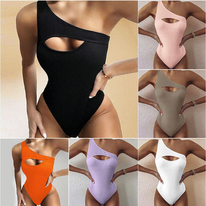 Úrsula® | New Bikini Solid Color One-Shoulder One-Piece Swimsuit Women
