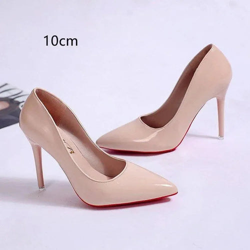 Womens Shiny Leather High Heel Stilettos – Elegant Evening Pumps