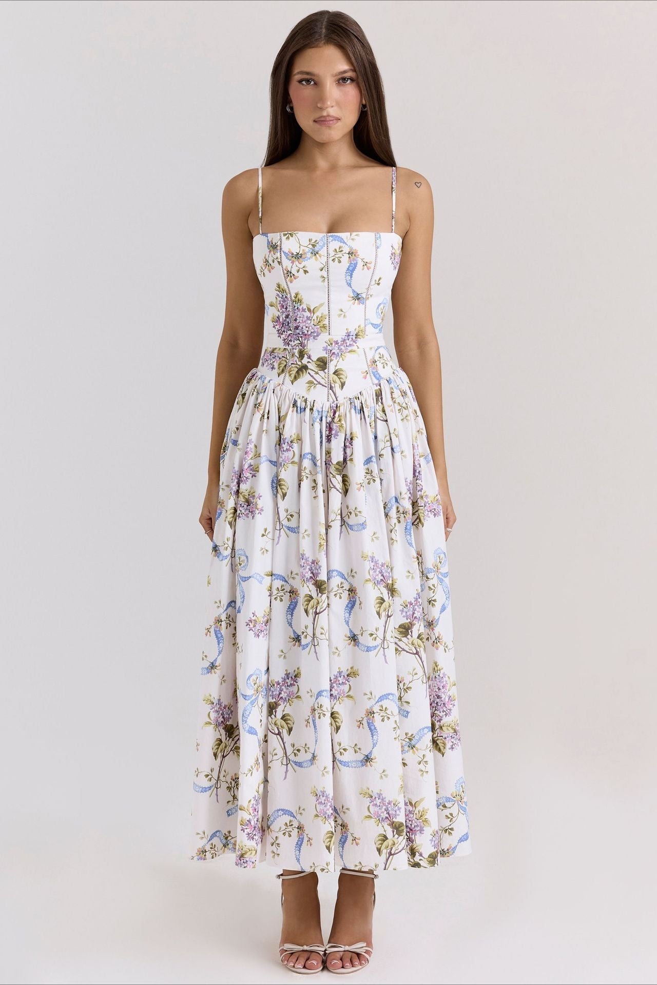 Women's Elegant Tiered A-Line Sleeveless Floral Dress – Summer Dress