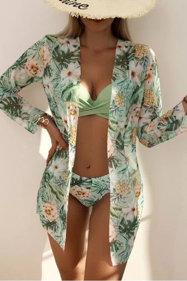 Nélida® | Tropical Print Wrap Underwire Bikini With Cover-Up