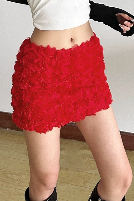 3D Floral Mini Bodycon Skirt