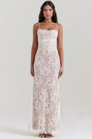 Women's Lace Bodycon Maxi Dress Set – Long Sleeve Cropped Jacket