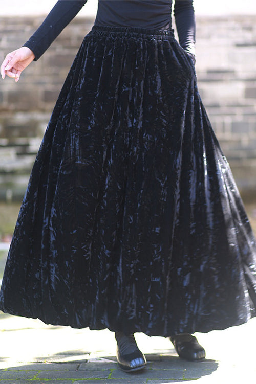 Vintage Velvet Tie Dye Swing Midi Skirt