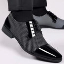 Men’s Patent Leather Oxford Shoes With Dotted Pattern – Formal Dress Shoes