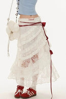American Retro Sheer Lace Bodycon Skirt