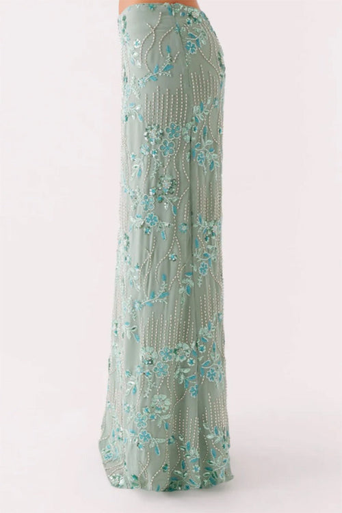 Beaded Sequin Embroidery Bodycon Maxi Skirt