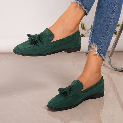 Women’s Vintage Tassel Slip-On Flats – Soft Sole Comfortable Shoes