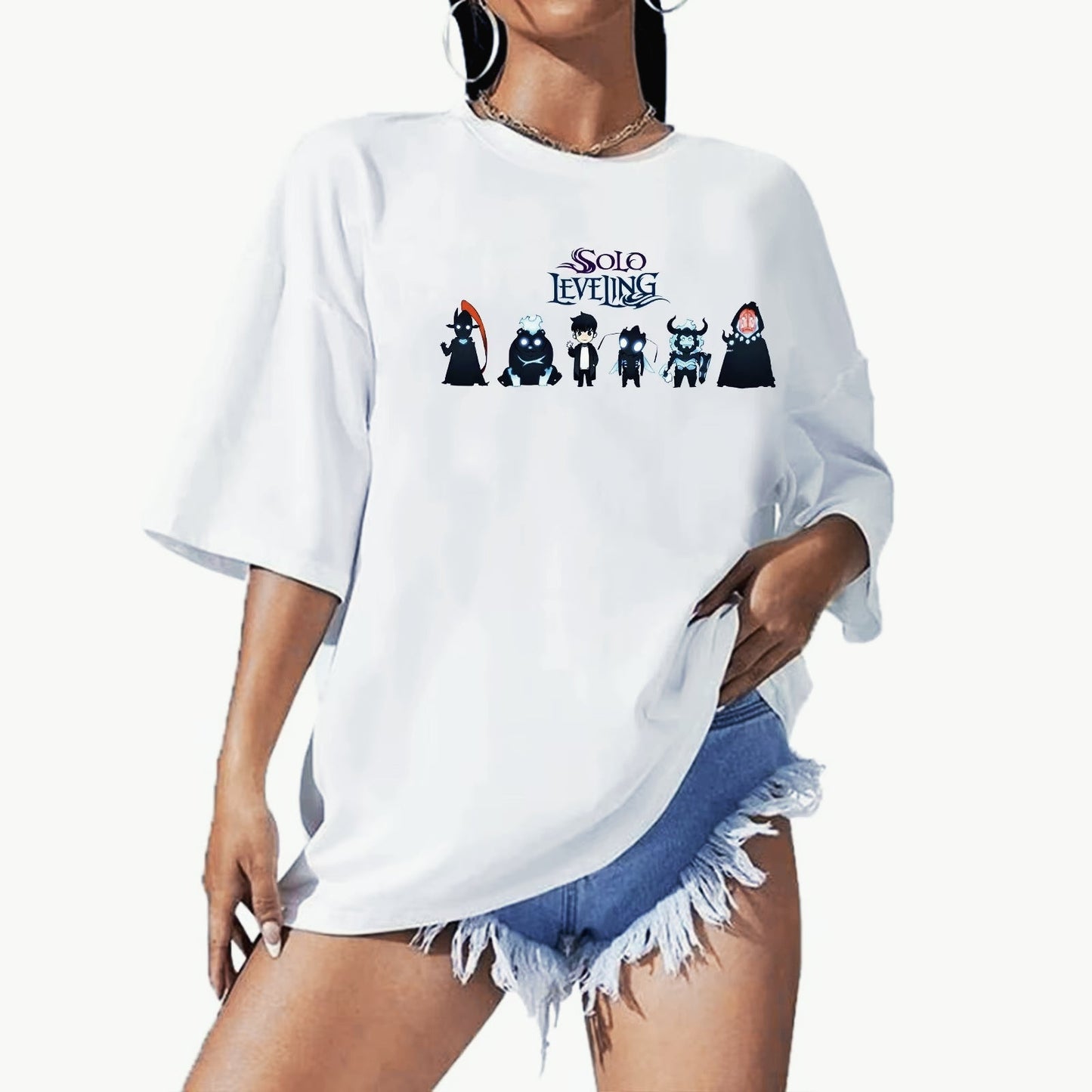 Anime Print Oversized O-neck T-shirt