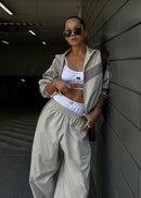 Women's Neutral Tone Loose Fit Tracksuit Set – Casual Lounge Outfit