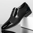 Men’s Patent Leather Oxford Shoes With Dotted Pattern – Formal Dress Shoes