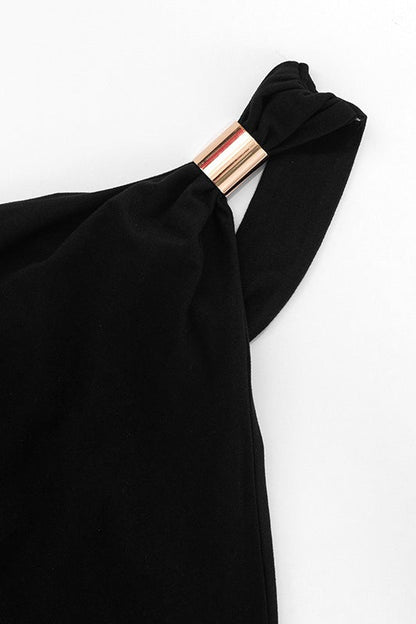 Asymmetric One Shoulder Metallic Cami Top