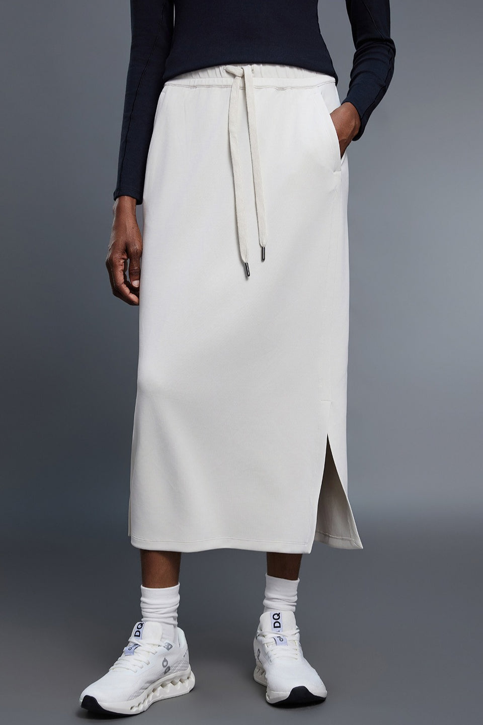 High Waist Split Straight Bodycon Midi Skirt