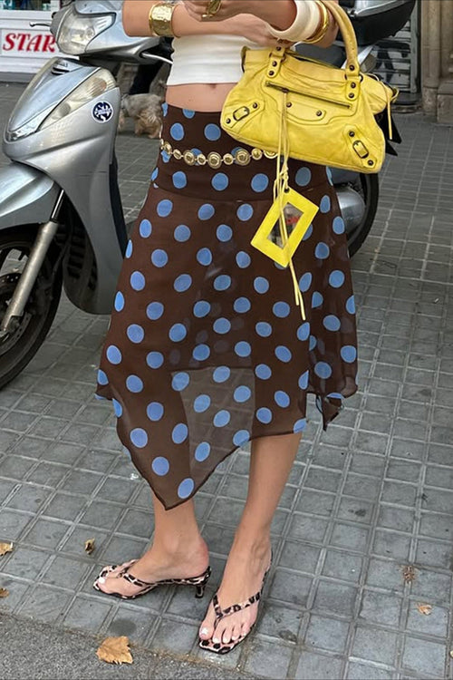 Sheer Polka Dot Ruffled Mesh Skirt