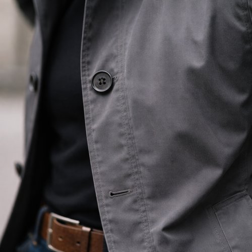 Men’s Buttoned-Up Weatherproof Coat – Windproof Waterproof Jacket