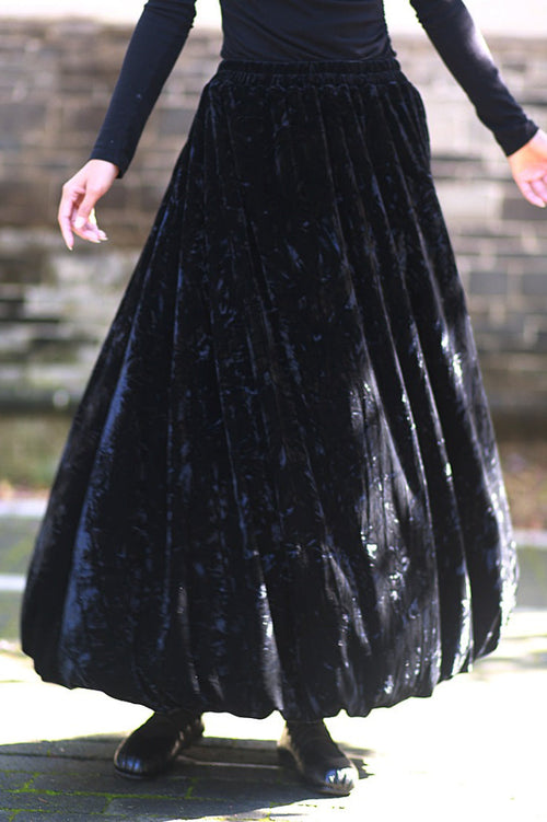 Vintage Velvet Tie Dye Swing Midi Skirt