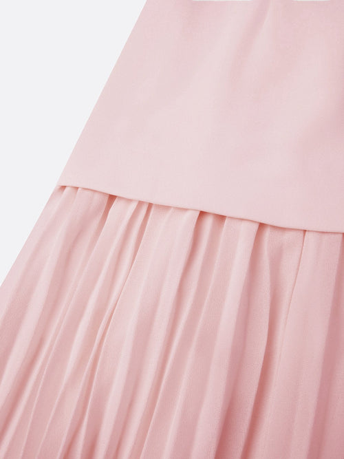 Women's Sleeveless Maxi Dress with Flowing Pleats – Elegant Bridesmaid Gown