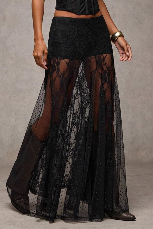 Low Waist Lace Trim Bodycon Pencil Skirt