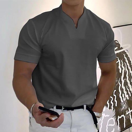 Men's Slim Fit V-Neck Polo Shirt – Casual Stylish Summer Top