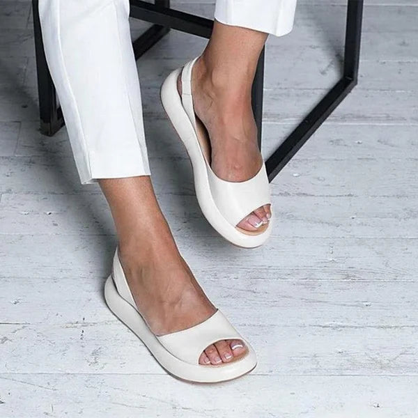Women's Open-Toe Comfort Sandals – Synthetic Leather Summer Slides