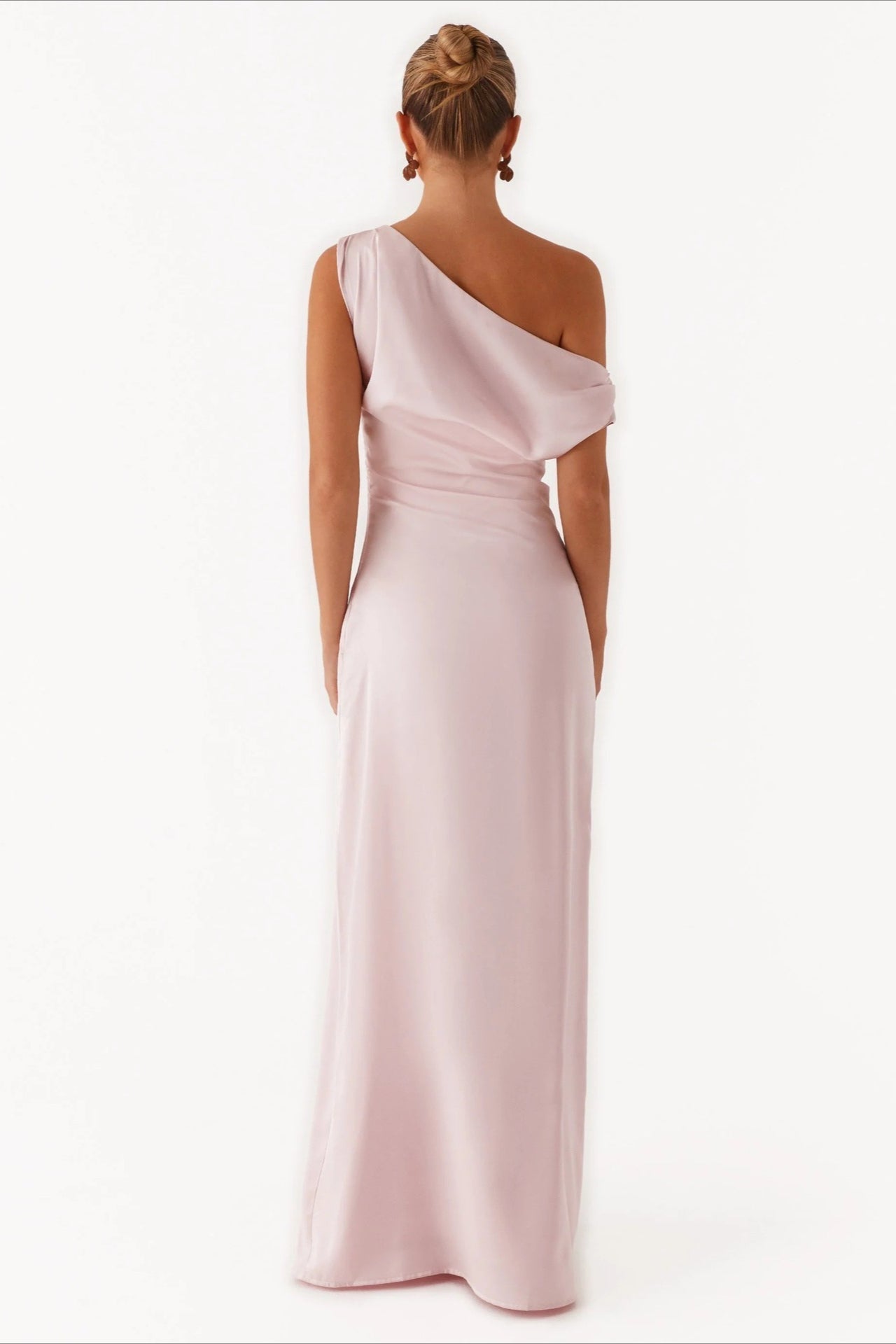 Women's Solid Asymmetric Neckline Formal Maxi Dress – Evening Gown