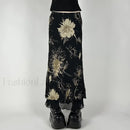 Goth Floral Double Layer Skirt