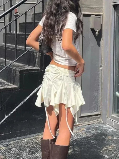 Gothic Duck Tie-Up Ruched Skirt