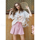 Green Pleated Sporty A-Line Skirt