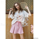 Green Pleated Sporty A-Line Skirt