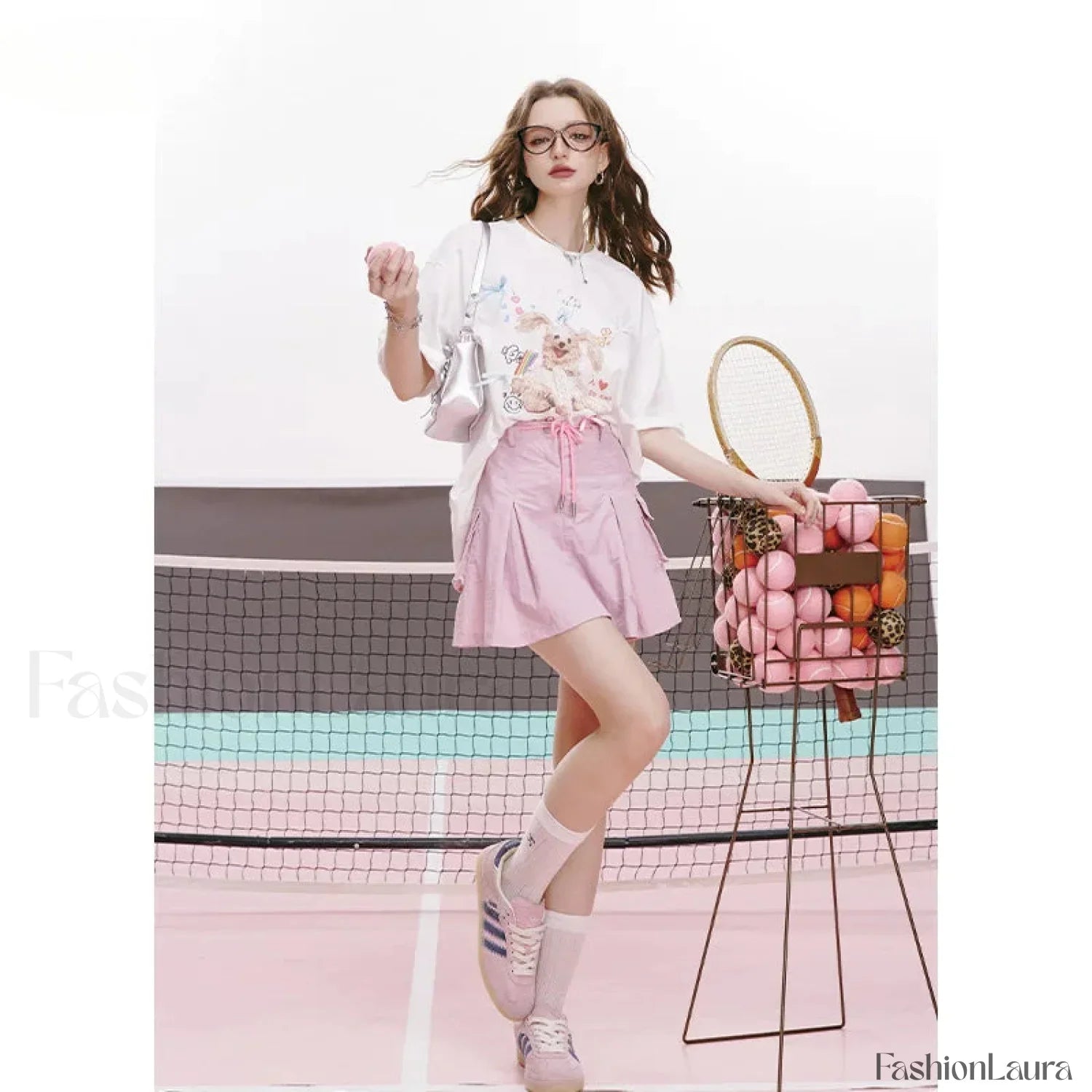 Green Pleated Sporty A-Line Skirt