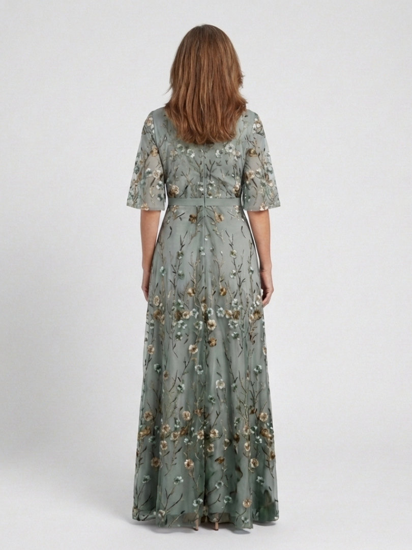 Women's Long Floral V-Neck Maxi Dress – Elegant Summer Flow Dress