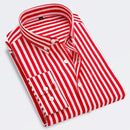 Men's Striped Long Sleeve Fitted Shirt – Button-Down Slim Fit Shirt