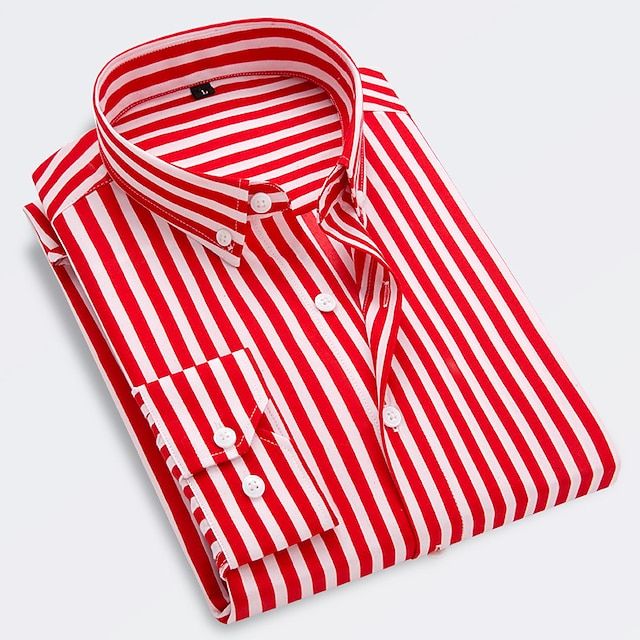 Men's Striped Long Sleeve Fitted Shirt – Button-Down Slim Fit Shirt
