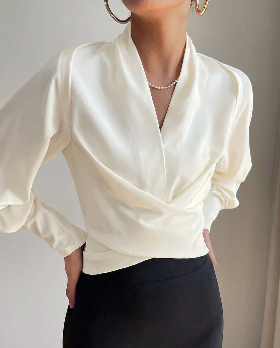 Women's Blouse Puff Sleeve Top Elegant Design