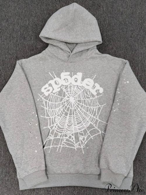High Pile Fleece Foam Spider Print Hoodie