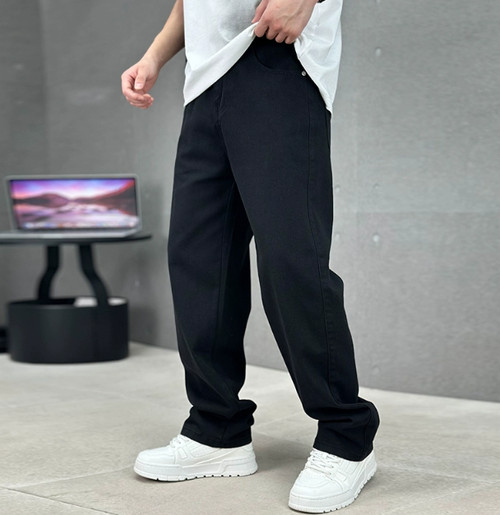 Men's Straight Leg Blue Jeans - Classic Casual Denim Pants